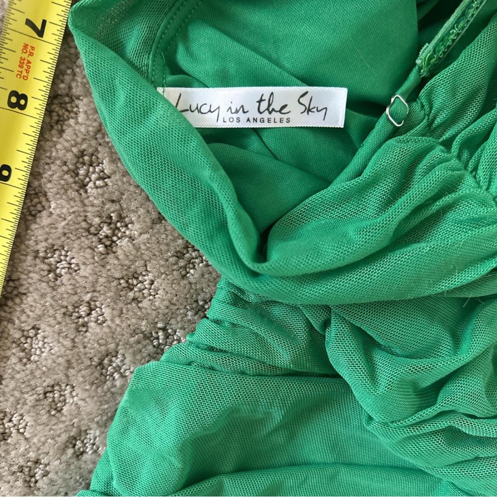 Lucy in the Sky Vibrant Green One-Shoulder Dress - Picture 4 of 4